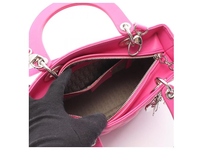 mala Christian Dior Lady Dior Medium Cannage Rosa - vista 3