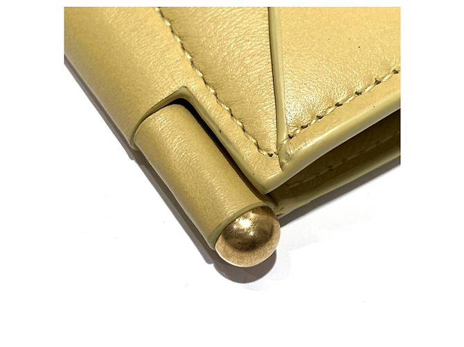 Cartera tri-fold de piel amarilla Bottega Veneta Amarillo - vista 7