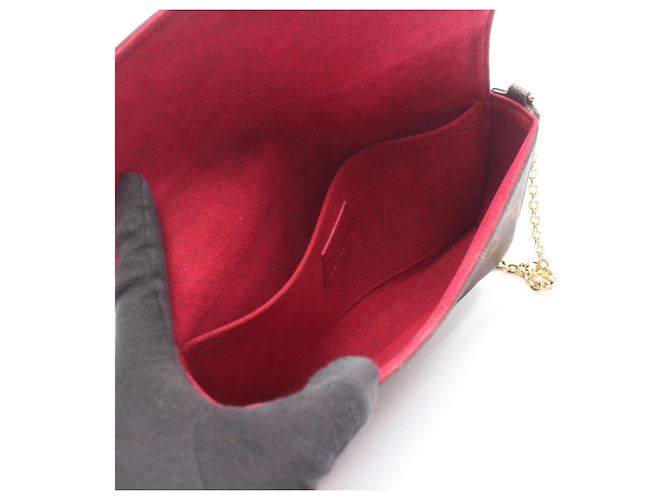 Borsa a tracolla Louis Vuitton Pochette Felicie Marrone Fuschia - vista 3