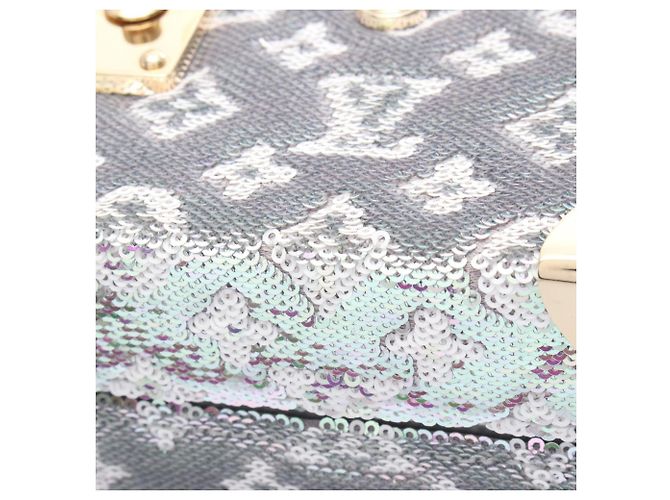 Borsa a tracolla Louis Vuitton Petite Malle Argento Bianco - vista 7