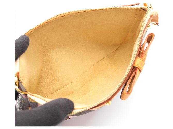 Louis Vuitton Pochette Accessoires Monogram Cherry Blossom Handbag Marrone Rosa Monogramma - vista 3