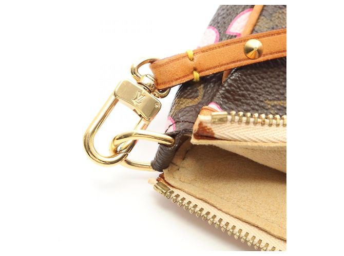 Louis Vuitton Pochette Accessoires Monogram Cherry Blossom Handbag Marrone Rosa Monogramma - vista 6