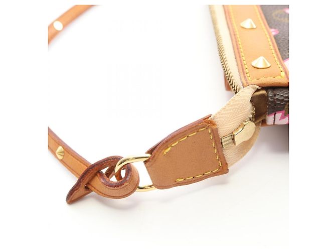 Louis Vuitton Pochette Accessoires Monogram Cherry Blossom Handbag Marrone Rosa Monogramma - vista 7