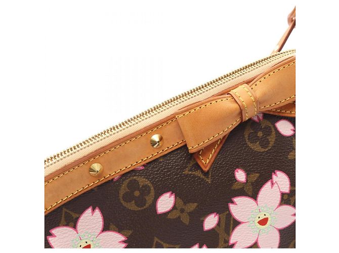 Louis Vuitton Pochette Accessoires Monogram Cherry Blossom Handbag Marrone Rosa Monogramma - vista 9