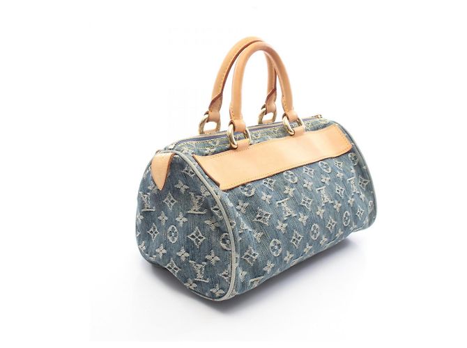 Borsa Louis Vuitton Neo Speedy in pelle denim blu - vista 2