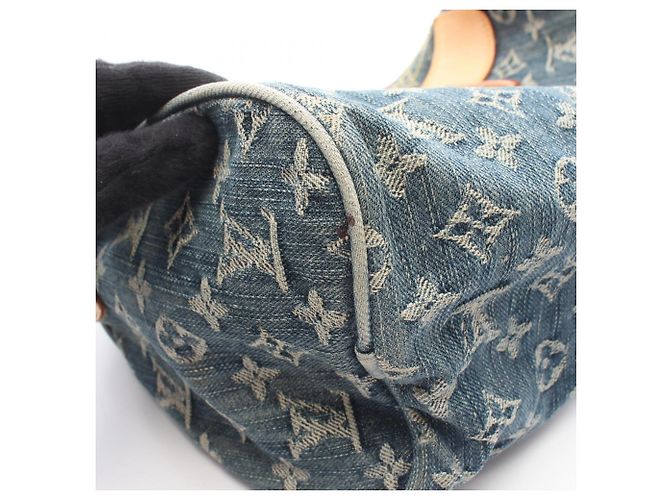 Borsa Louis Vuitton Neo Speedy in pelle denim blu - vista 9