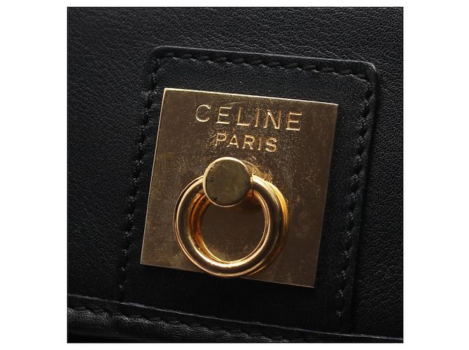 Céline Celine Gancini Handtasche aus schwarzem Leder - Ansicht 12