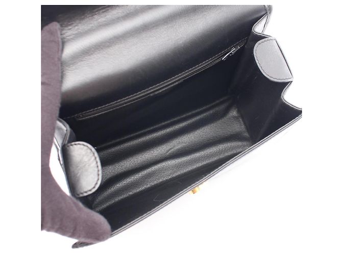 Céline Celine Gancini Handtasche aus schwarzem Leder - Ansicht 3