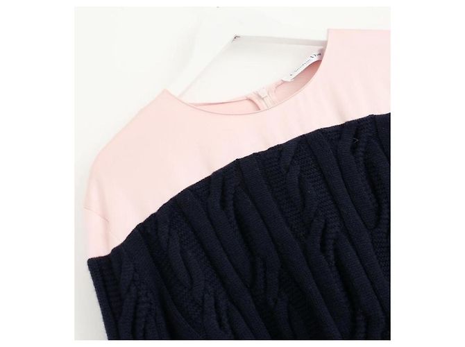 Christian Dior x Raf Simons Pre-Fall 2014 Camisola de seda com tranças Rosa Azul escuro - vista 4