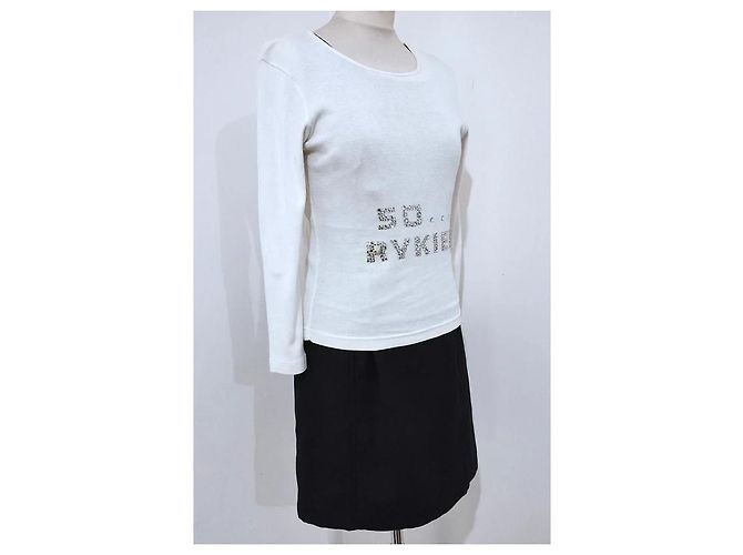 Top de algodón blanco Sonia Rykiel 'So Sonia' con strass - vista 10