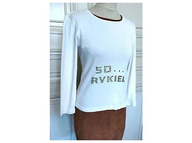 Top de algodón blanco Sonia Rykiel 'So Sonia' con strass - vista 15