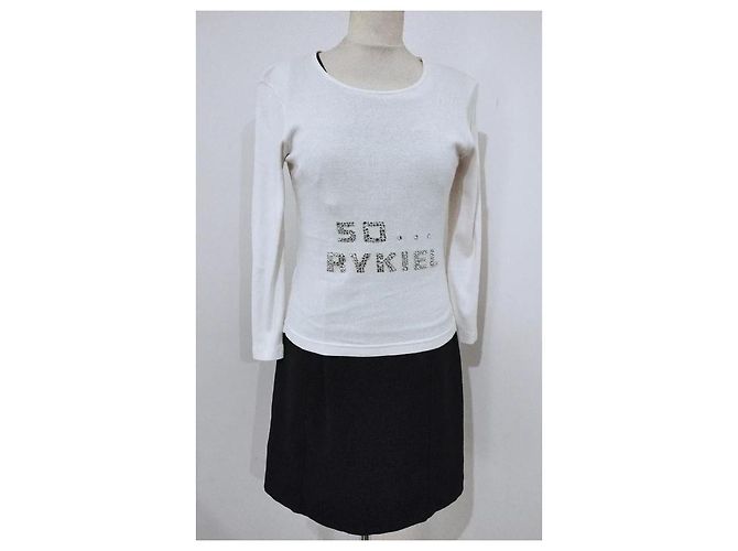 Top de algodón blanco Sonia Rykiel 'So Sonia' con strass - vista 8