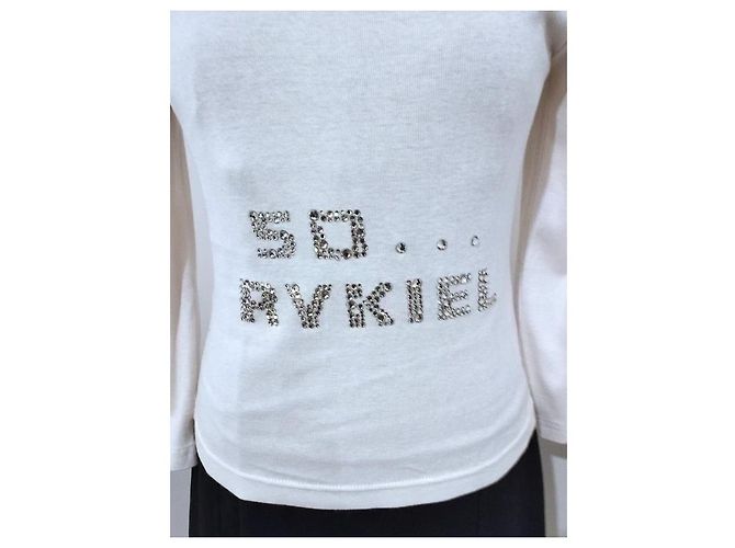 Top de algodón blanco Sonia Rykiel 'So Sonia' con strass - vista 9