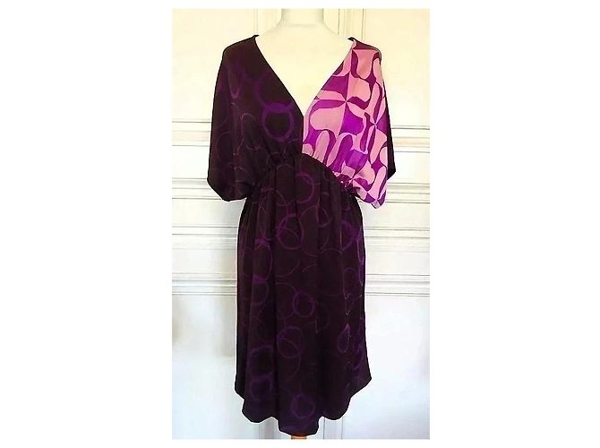 Autre Marque Custo Barcelona Violettes Cocktailkleid mit Muster Pink Lila - Ansicht 2