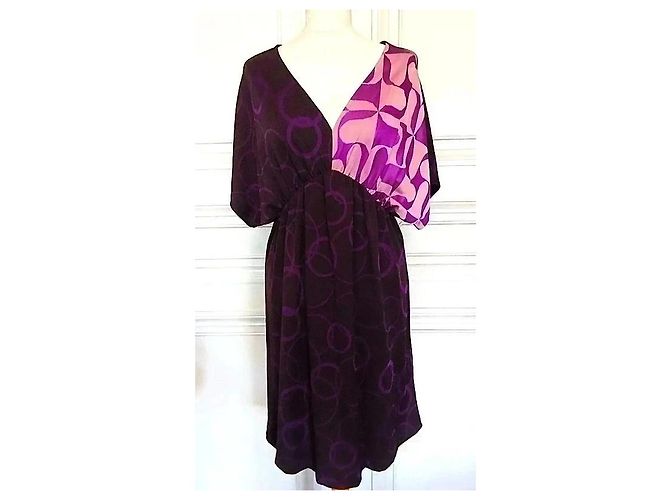 Autre Marque Custo Barcelona Violettes Cocktailkleid mit Muster Pink Lila - Ansicht 20