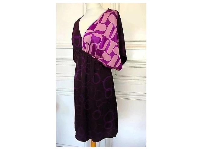 Autre Marque Custo Barcelona Violettes Cocktailkleid mit Muster Pink Lila - Ansicht 3