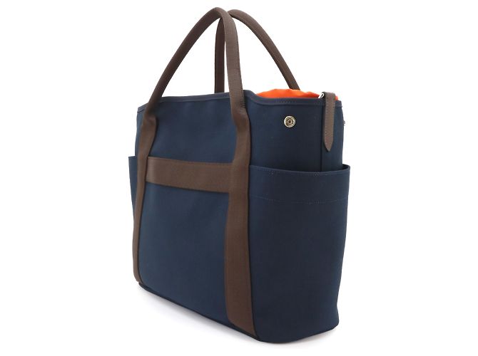 Hermès Hermes Sac De Pansage Groom 2-way Tote Shoulder Handbag Castaño Azul marino - vista 3