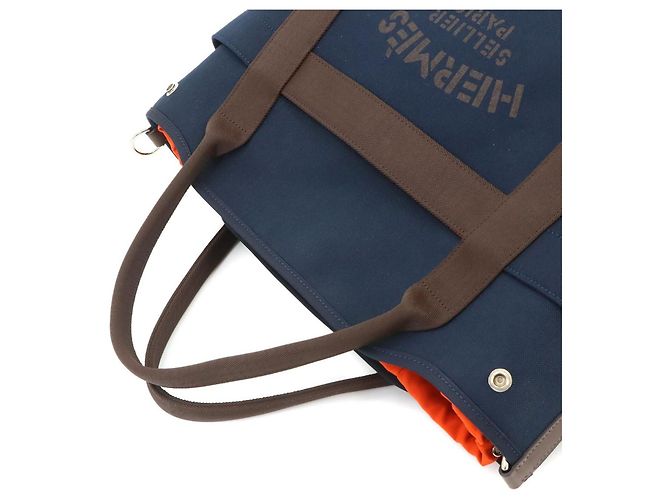 Hermès Hermes Sac De Pansage Groom 2-way Tote Shoulder Handbag Castaño Azul marino - vista 5