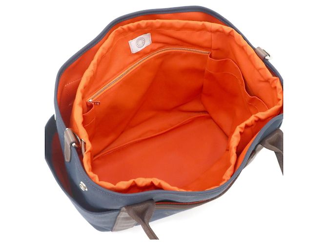 Hermès Hermes Sac De Pansage Groom 2-way Tote Shoulder Handbag Castaño Azul marino - vista 6