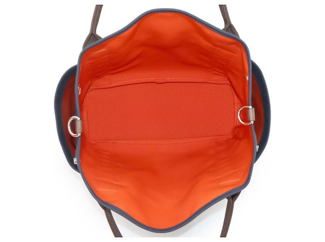 Hermès Hermes Sac De Pansage Groom 2-way Tote Shoulder Handbag Castaño Azul marino - vista 7