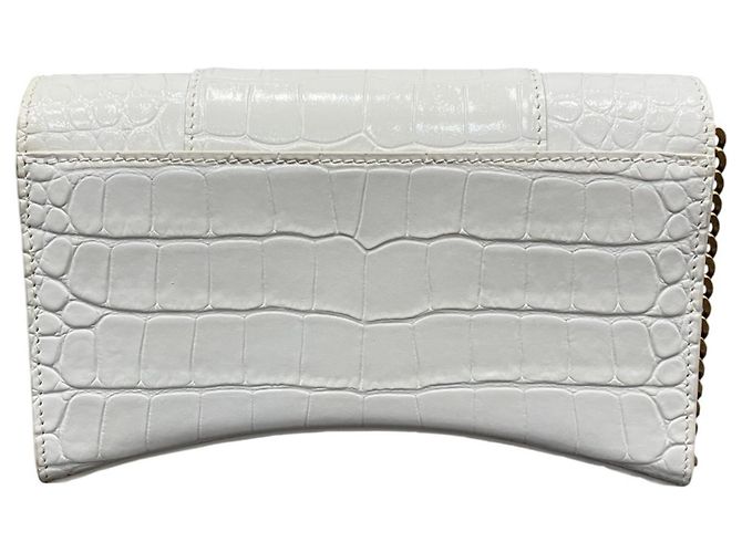 Borsa a tracolla con catena Balenciaga Hourglass Wallet Bianco - vista 2