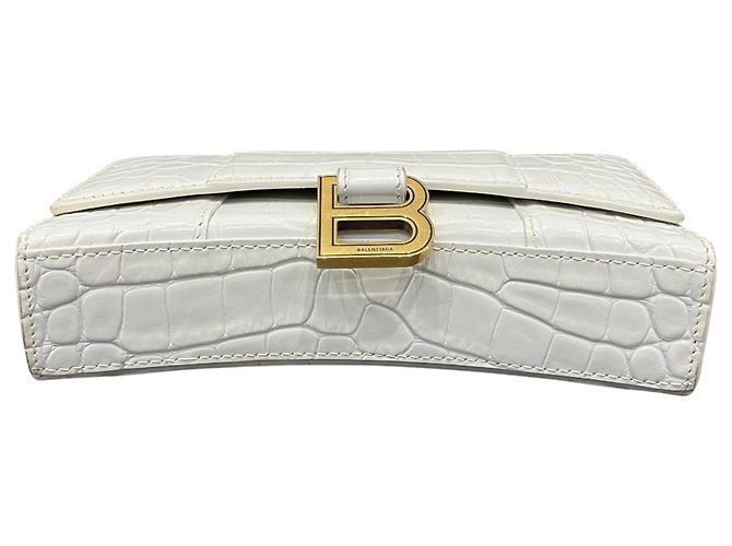 Borsa a tracolla con catena Balenciaga Hourglass Wallet Bianco - vista 3