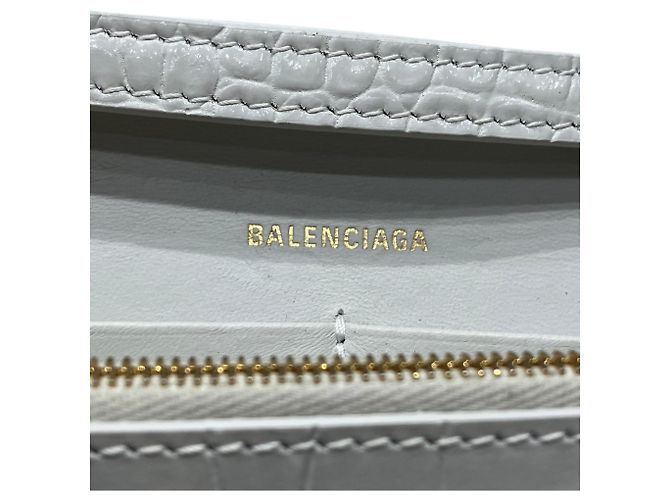 Borsa a tracolla con catena Balenciaga Hourglass Wallet Bianco - vista 4