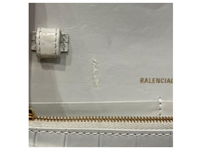 Borsa a tracolla con catena Balenciaga Hourglass Wallet Bianco - vista 7