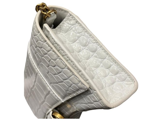 Borsa a tracolla con catena Balenciaga Hourglass Wallet Bianco - vista 8