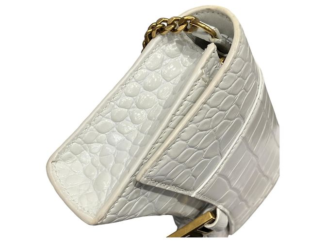Borsa a tracolla con catena Balenciaga Hourglass Wallet Bianco - vista 9