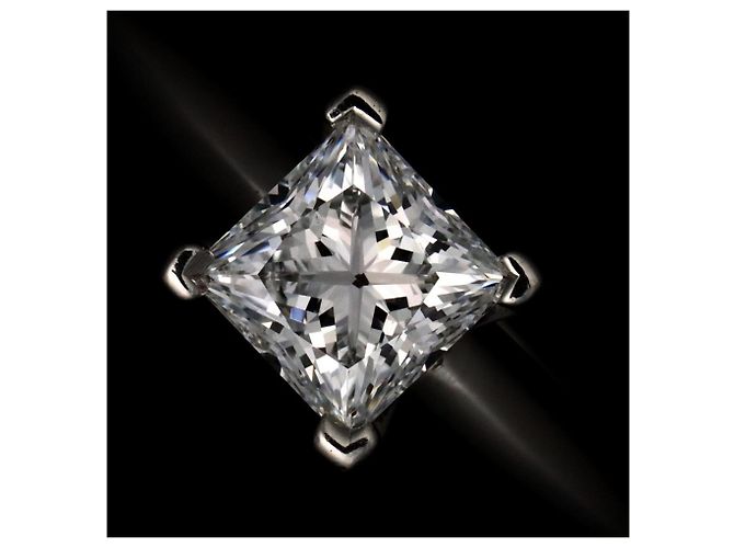 Autre Marque Tiffany & Co. Platin-Ehering mit Diamant im Princess-Schliff - Ansicht 6
