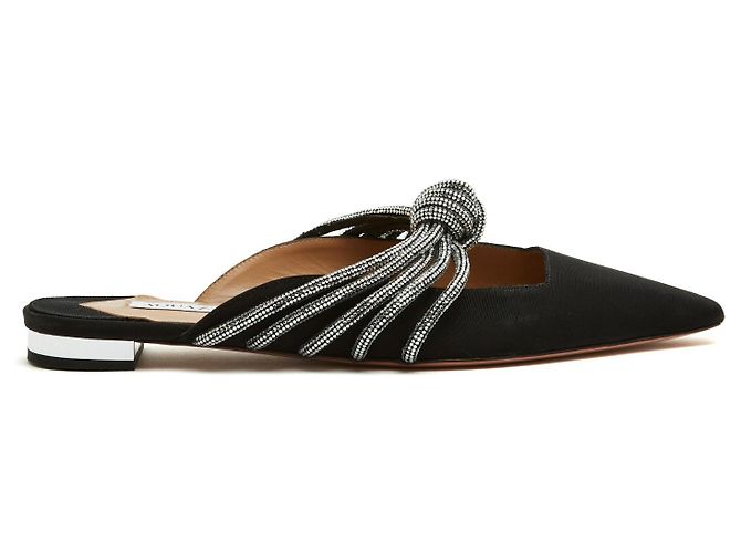 Mules Aquazzura Celeste in Satin Nero con Strass - vista 2