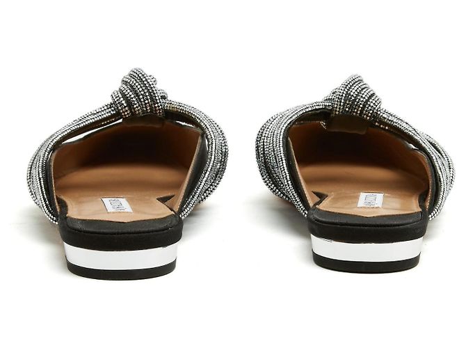 Mules Aquazzura Celeste in Satin Nero con Strass - vista 4