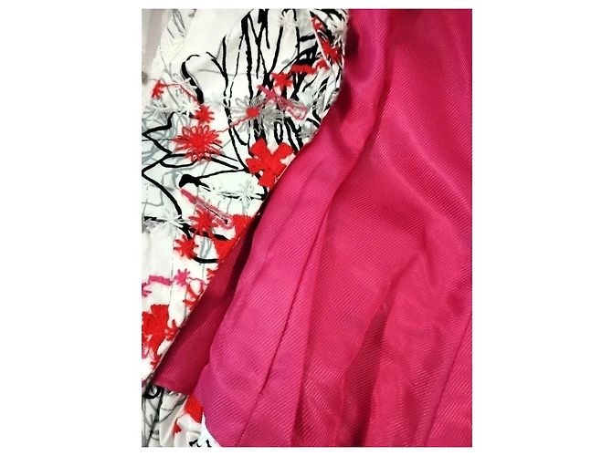 Autre Marque Nathalie Garçon Bestickte Baumwolljacke Basque Schwarz Pink Weiß Rot - Ansicht 12