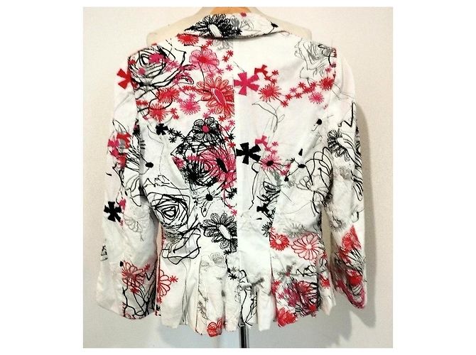 Autre Marque Nathalie Garçon Bestickte Baumwolljacke Basque Schwarz Pink Weiß Rot - Ansicht 20