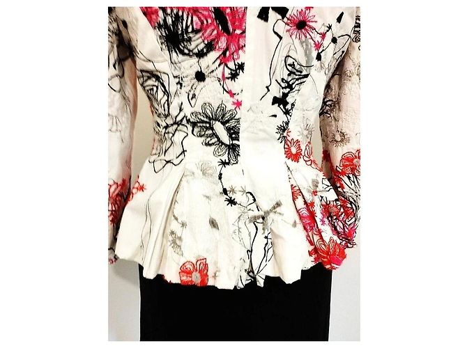 Autre Marque Nathalie Garçon Bestickte Baumwolljacke Basque Schwarz Pink Weiß Rot - Ansicht 3