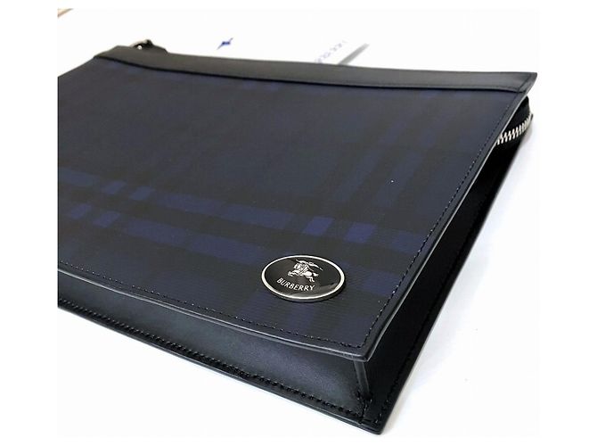 Clutch Burberry in pelle di vitello Blu navy - vista 7