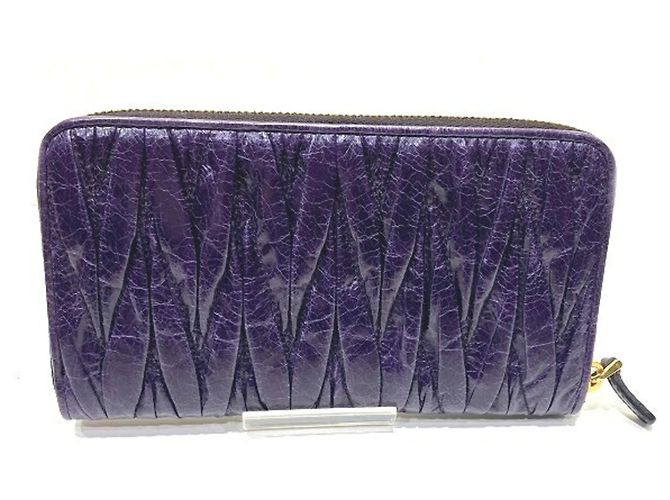 Cartera larga fruncida Miu Miu Matelassé Púrpura - vista 2