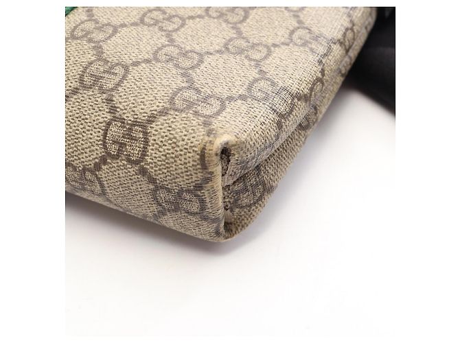 Borsa Messenger Piatta Gucci GG Supreme Web Stripe Nero Multicolore Beige - vista 6