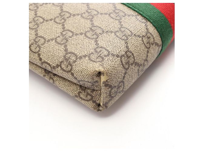 Borsa Messenger Piatta Gucci GG Supreme Web Stripe Nero Multicolore Beige - vista 7