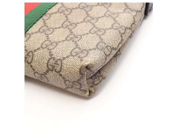 Borsa Messenger Piatta Gucci GG Supreme Web Stripe Nero Multicolore Beige - vista 8