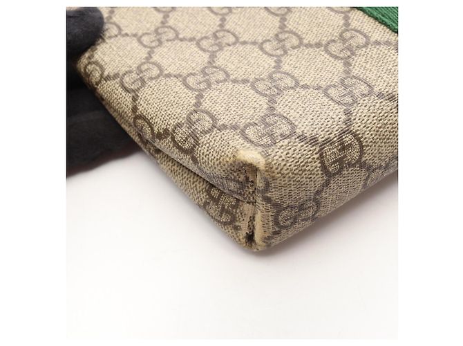 Borsa Messenger Piatta Gucci GG Supreme Web Stripe Nero Multicolore Beige - vista 9