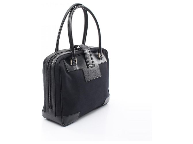 Borsa Gucci G-logo nera in pelle e tela Nero - vista 2