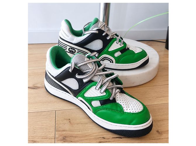 Sneakers Gucci Basket Demetra Verde Bianco Nero - vista 2