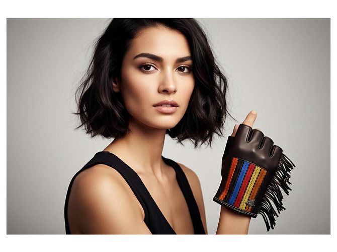 Guanti senza dita Chanel Paris Dallas 14A multicolore Marrone - vista 3