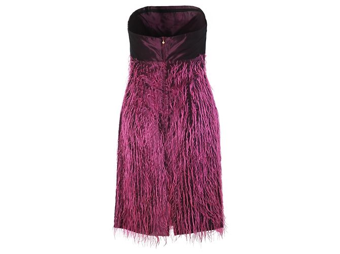 Medusa Vestido palabra de honor con efecto plumas Versace Jeans Couture - años 00 Fucsia - vista 3
