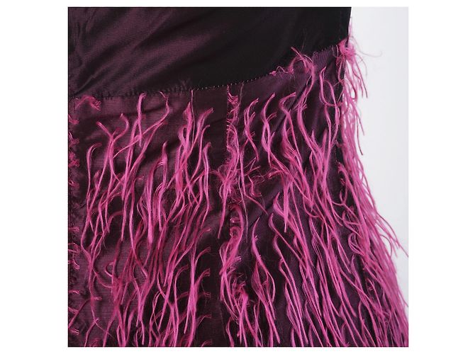 Medusa Vestido palabra de honor con efecto plumas Versace Jeans Couture - años 00 Fucsia - vista 4
