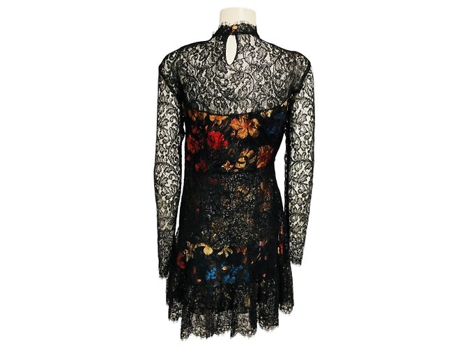 Etro kurzes Cocktailkleid aus Spitze mit schwarzem Multi-Floral-Print - Ansicht 3