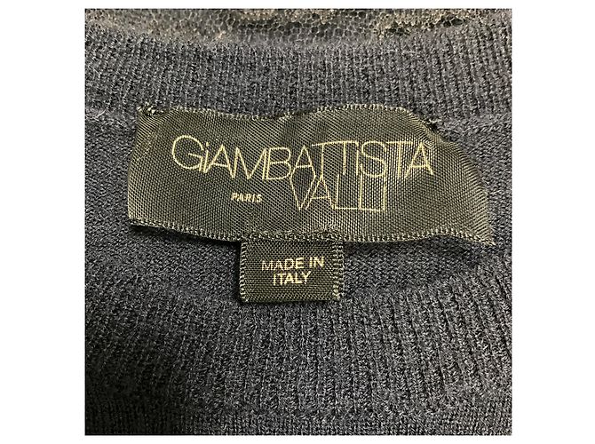 Giambattista Valli Kaschmir-Strickpullover in Marineblau mit Spitzenbesatz - Ansicht 4