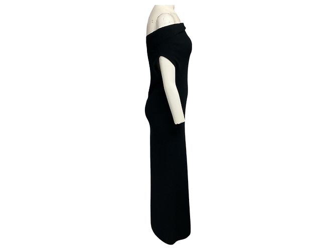 Totême Toteme Schulterfreies Rippstrickkleid in Schwarz - Ansicht 2